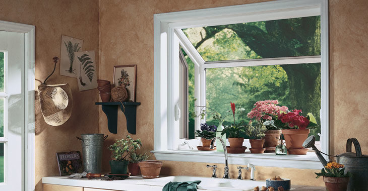Garden window in the kitchen of a home