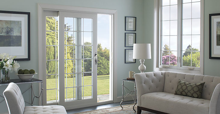 Open patio doors in the living area of a home